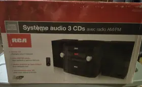 Rca Rs22362 3-cd Changer Shelf Stereo System Am/fm Radio Black