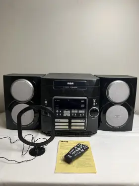 Rs2620 Rca 5 Disc Changer Cassette Deck Sound System With Original Speakers Read