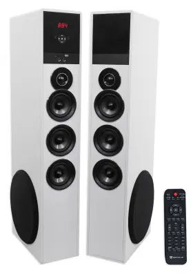 Tm150w Rockville 613815793649 White Powered Home Theater Tower Speakers 10 Inch Sub/blueooth/usb