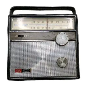 Re-1200-n Ross Electronics Corporation Vintage Solid State Am Fm Portable Radio Leatherette Case Ac Dc