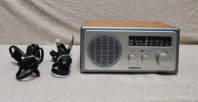 0410005970 Sangean Wr-1 Tabletop Am/fm Radio Receiver Aux Input Brown Wood Cabinet Working