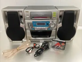 Awm-1800u Sanyo Awm1800u Bookshelf 3-disc Cd Stereo System 10w Tape Record Tested Works