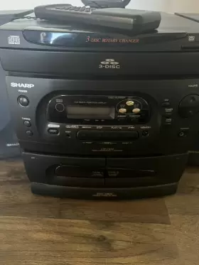 Cd-c2500c Sharp Bk Component System Cd-c454 3 Disc Rotary Changer Double Cassette With Speakers #3
