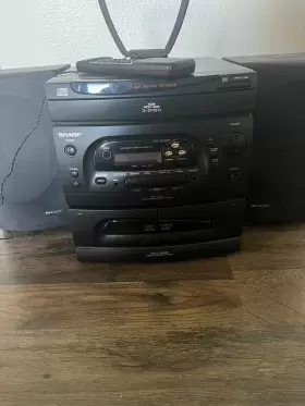 Cd-c2500c Sharp Bk Component System Cd-c454 3 Disc Rotary Changer Double Cassette With Speakers