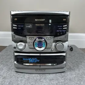 Cd-pc672 Sharp Mini Component System 3 Cd Changer 2 Tape Decks - No Remote