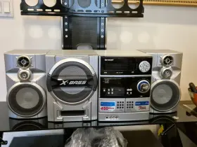 Sw300 Sharp - 5-disc Xm Satellite Radio 2 Cassette 450w Stereo System Blue Light