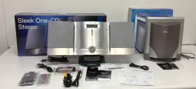 Sharper Image 780352334601 Sleek One-cd Am/fm Stereo System And Powered Subwoofer Complete