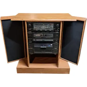 8971901 Soundesign Stereo System Cassette Am/fm Reciever With Built-in Speakers Cabinet