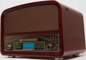Tcp9560 Techplay Retro Record Player Stereo System Bluetooth Cd Cherry Refurb