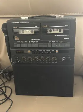 The Singing Machine Smw-40 Double Cassette Recording Studio Box Microphones