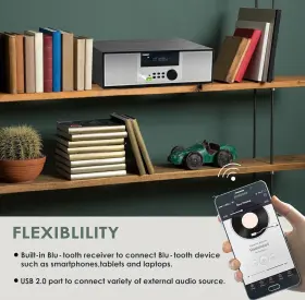 Tb-816 Tiamboy Vintage Style Micro Shelf System 40w Rms With Cd Player Bluetooth Usb #2