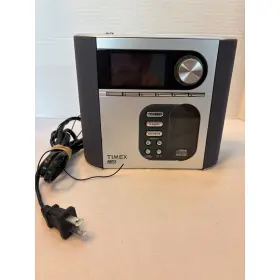 Timex T621s Dual Alarm Clock Radio Cd Player Nature Sounds Mp3 Line-in Silver