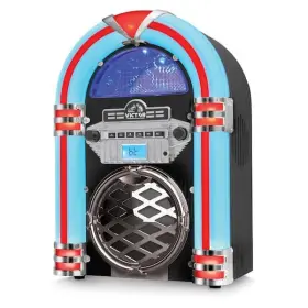 Victor 840005019146 Broadway Bluetooth Jukebox Cd Player Fm Radio Color Changing Led Lighting Black