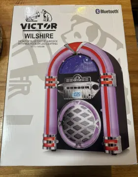 Vdtj-1450-bk Victor Wilshire Desktop Bluetooth Jukebox With Fm Radio And Multicolor Led Lights