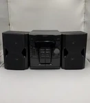 Sharp CD-E55 Mini Component Stereo System W/ Speakers Tape Works Jammed. Fixed Price $44.99.