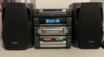 Aiwa CX-ZR774 5-CD Changer Compact Shelf Stereo W/ Speakers Dual Cassette. Fixed Price $100.00.