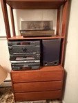 Fisher ST-992 Compact Stereo System, 5-CD Changer, Cassette, Turntable, Am/fm. Fixed Price $125.00.