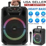 12 Inch Portable Bt Speaker Heavy Bass Party Loud System W/ Mic Fm Led. Fixed Price $65.99.
