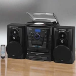 Jensen Shelf Stereo System With Turntable, 3-CD Changer, Bt & Dual Cassette. Fixed Price $409.00.