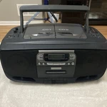 Venturer Twin Compact Disc Stereo Boombox With Cassette And Am/fm Model CD217. Fixed Price $55.20.