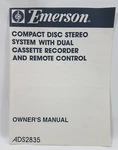 Emerson Compact Disc Stereo System Operating Instructions User Manual ADS2835. Fixed Price $7.99.