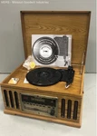 Detrola KM837 Oak Finish Cd Cassette Radio Turntable Phono Player. Fixed Price $14.99.