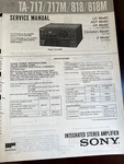 Sony TA-717M TA-818M Service Manual From The Usa **original**. Fixed Price $13.49.