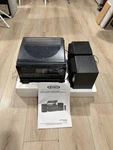 Jensen 3-SPEED Stereo Turntable Music System Cd, Cassette, Radio JTA-980. Fixed Price $220.00.