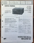 Sony TA-717 -717M TA-818M Amplifier Service Manual *original*. Fixed Price $14.97.