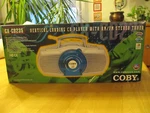 Coby CX-CD235, Stereo Radio Player, Vertical Loading Cd, Silver, New Box. Fixed Price $50.00.