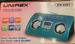 Unirex DX-4361 Stereo Speaker System With Fm Radio, Usb & Sd/mmc, Aux, MP3 -blue. Fixed Price $9.99.
