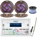 Pyle PLMR77U Bluetooth Boat Receiver, 4X 6.5'' Led Camo Speakers, Antenna, Wire. Fixed Price $204.49.
