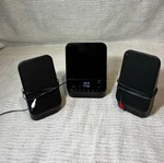 Onn 100008722 Mini Cd Stereo System Black Player Fm Radio Clock. Fixed Price $35.00.