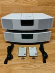 (2) Bose Wave Radio AWR1-1W (white) Am/fm-aux-alarm + Oem Remotes Excellent Cond. Fixed Price $149.00.