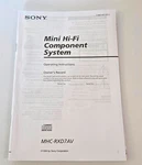 Sony Mini Hi-fi Component System (MHC-RXD7AV) Operating Instructions Manual. Fixed Price $13.95.