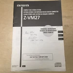 Aiwa Owner Manual For The Z-VM27 Cd Compact Stereo System. Fixed Price $9.98.